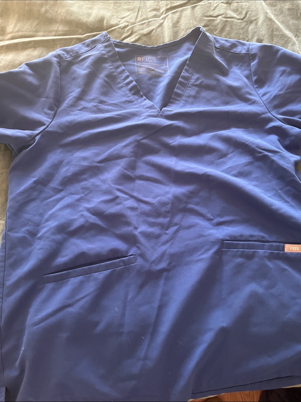 Figs Navy V-Neck Scrub Top Large